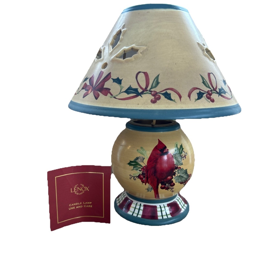 Lenox Home Decorative Red  Green Winter Greetings Everyday‎ Lamp Candle Holder